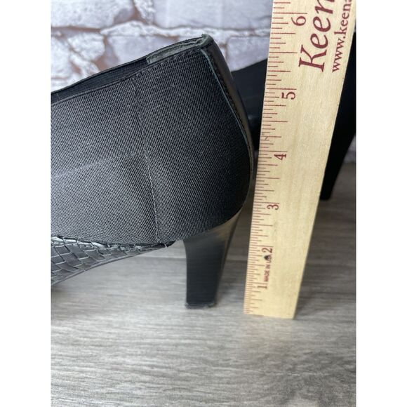 Brighton Rizzo Black Leather Silver Elastic Heel Ankle Booties Women 10M US/41EU - Picture 7 of 16